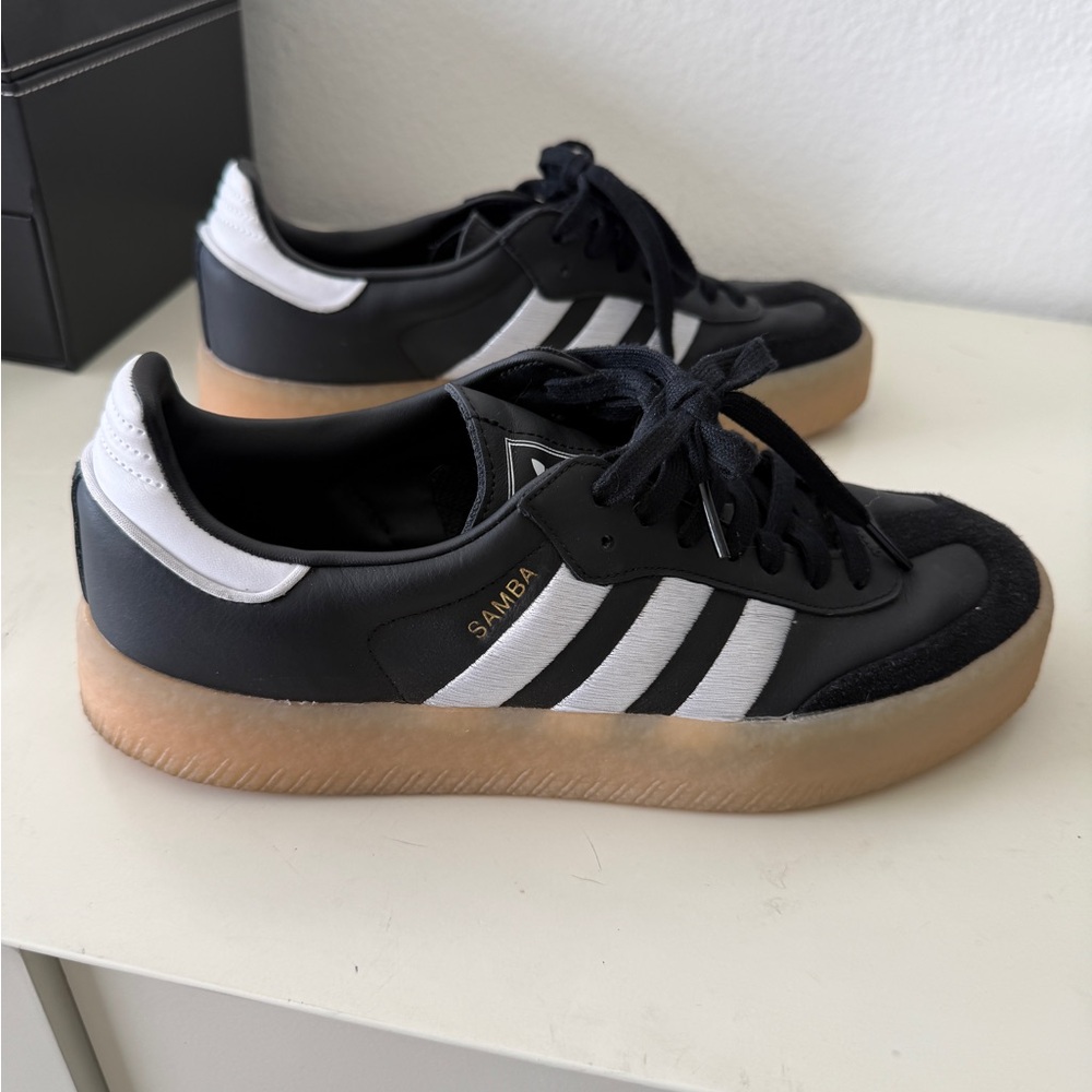 💞💞Adidas Samba Sambae Black White Gum Sole Shoes